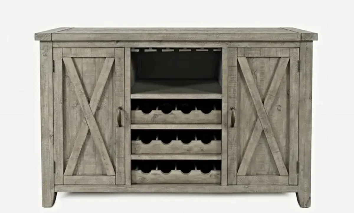Jofran Outer Banks Reclaimed Pine Server with Wine Bottle and Glass Storage