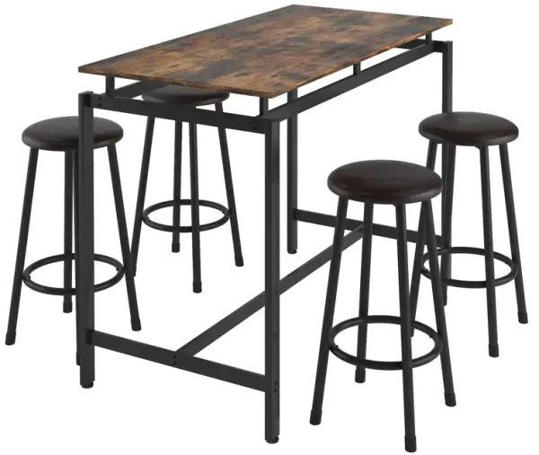 Streamdale 5-Piece Kitchen Counter Height Table Set, Bar Table With 4 Stools