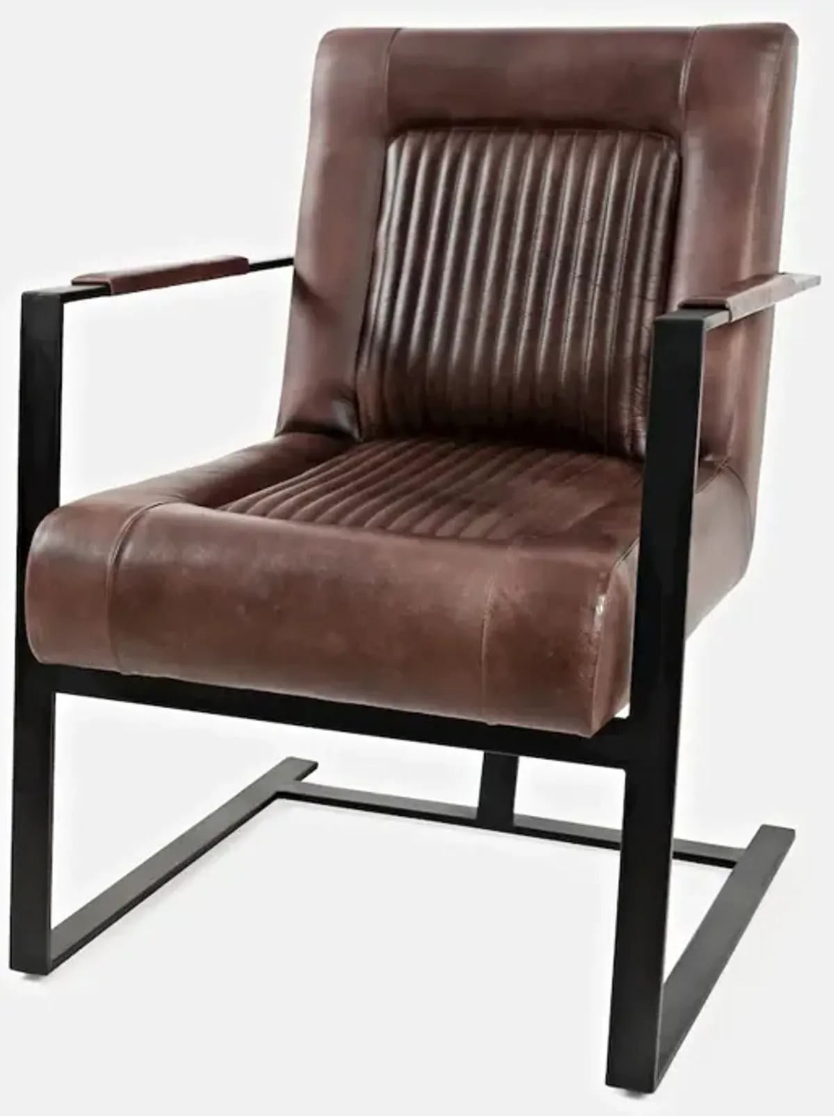 Jofran Maguire Modern Industrial Genuine Leather Sled Chair