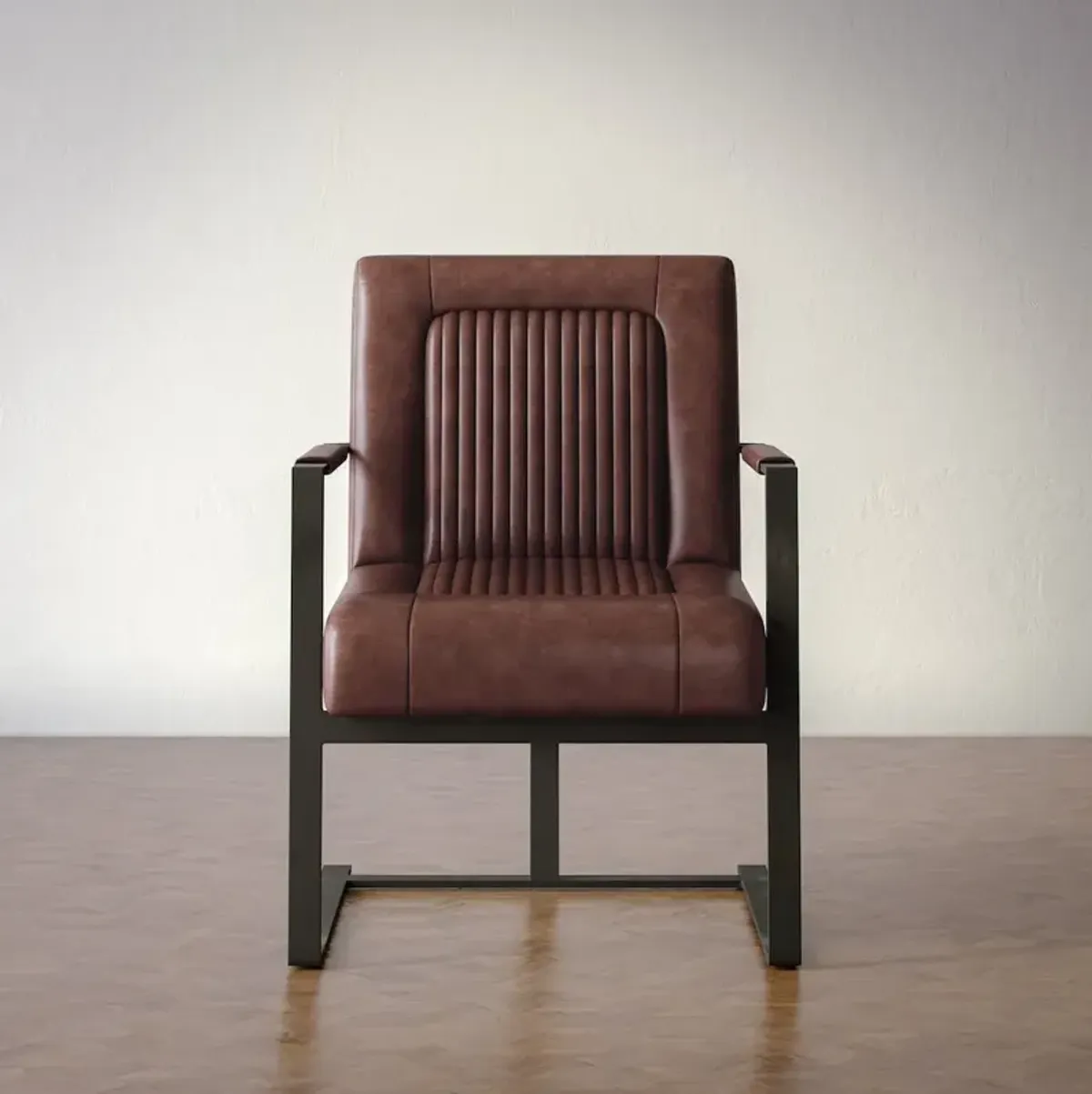 Jofran Maguire Modern Industrial Genuine Leather Sled Chair