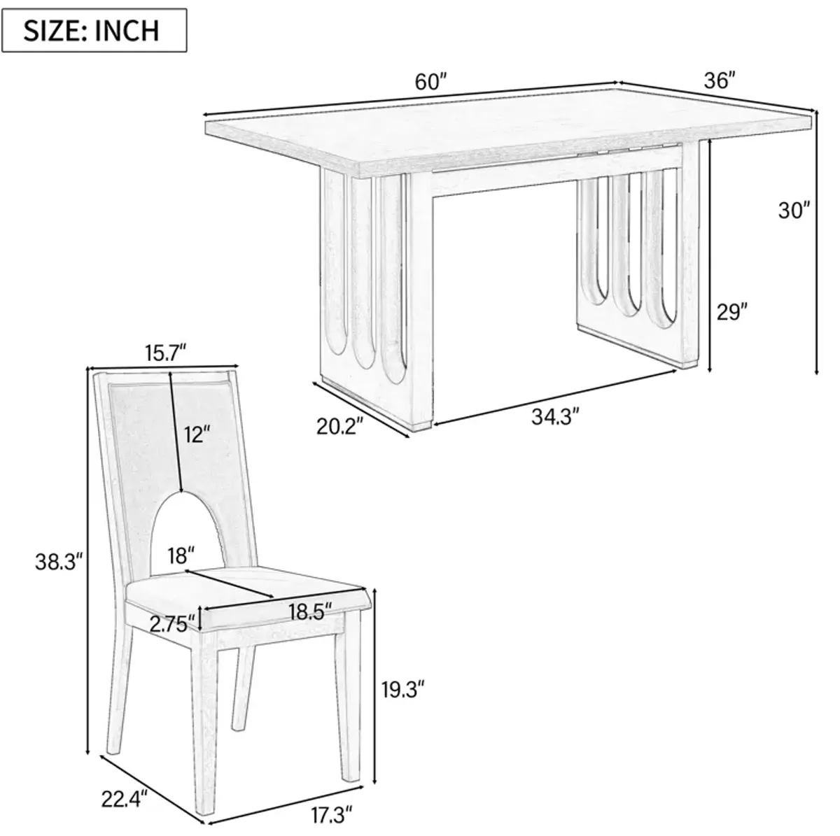 Merax Farmhouse Wood Dining Set  with Rectangular Table