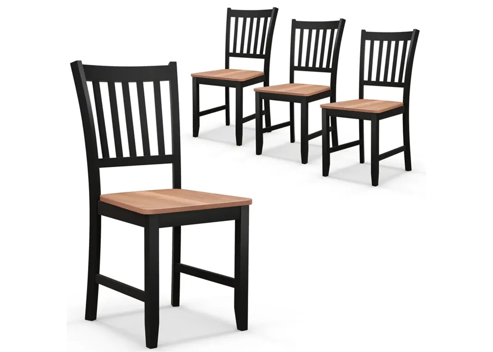 Set of 4 Dining Chair Spindle Back Wooden Legs