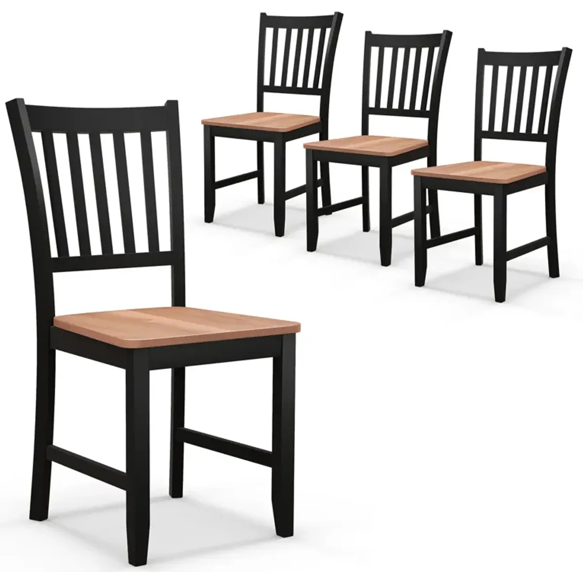 Set of 4 Dining Chair Spindle Back Wooden Legs