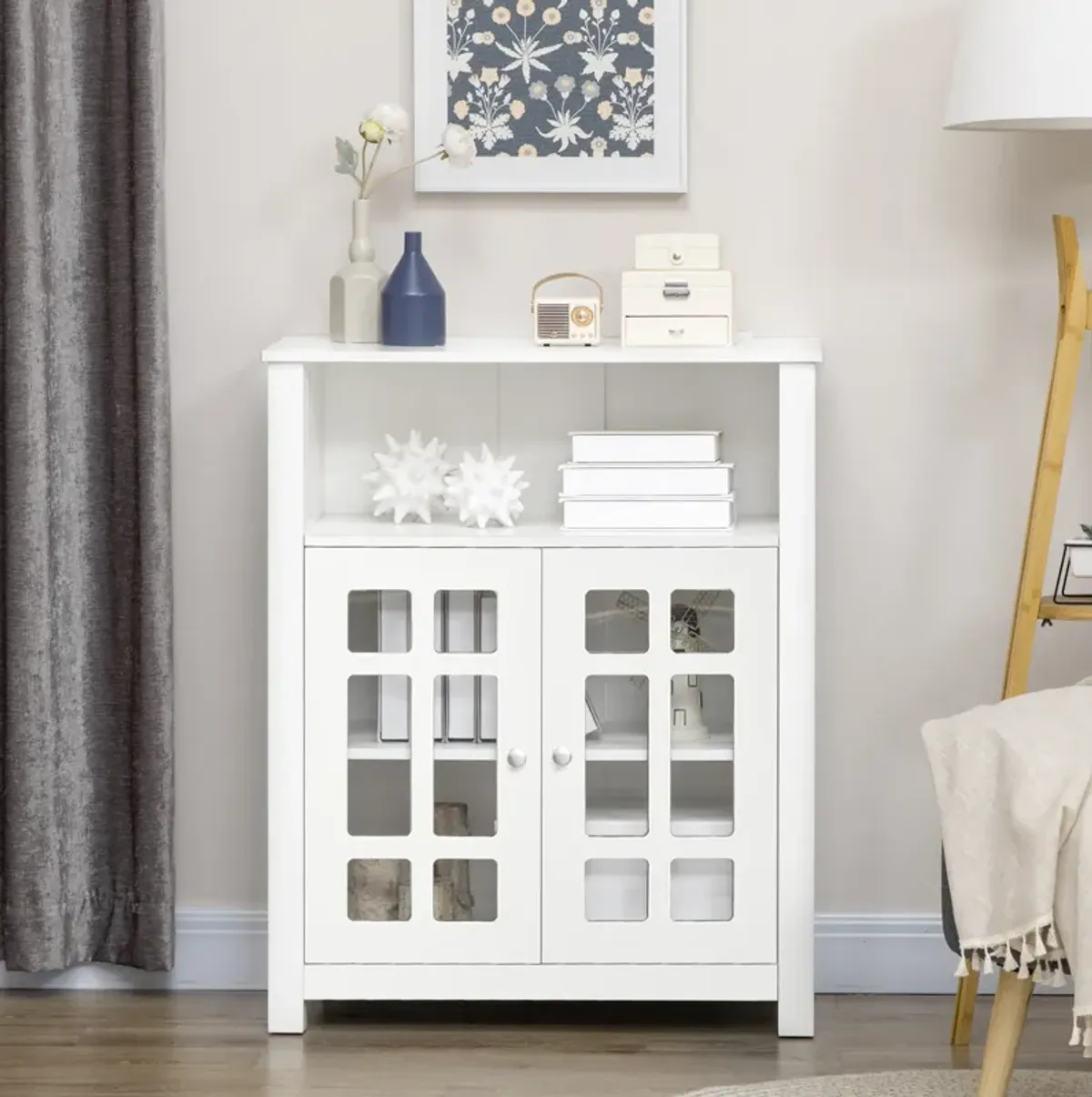 Kitchen Cabinet Storage Cabinet Sideboard Buffet Cabinet with 2 Glass Doors