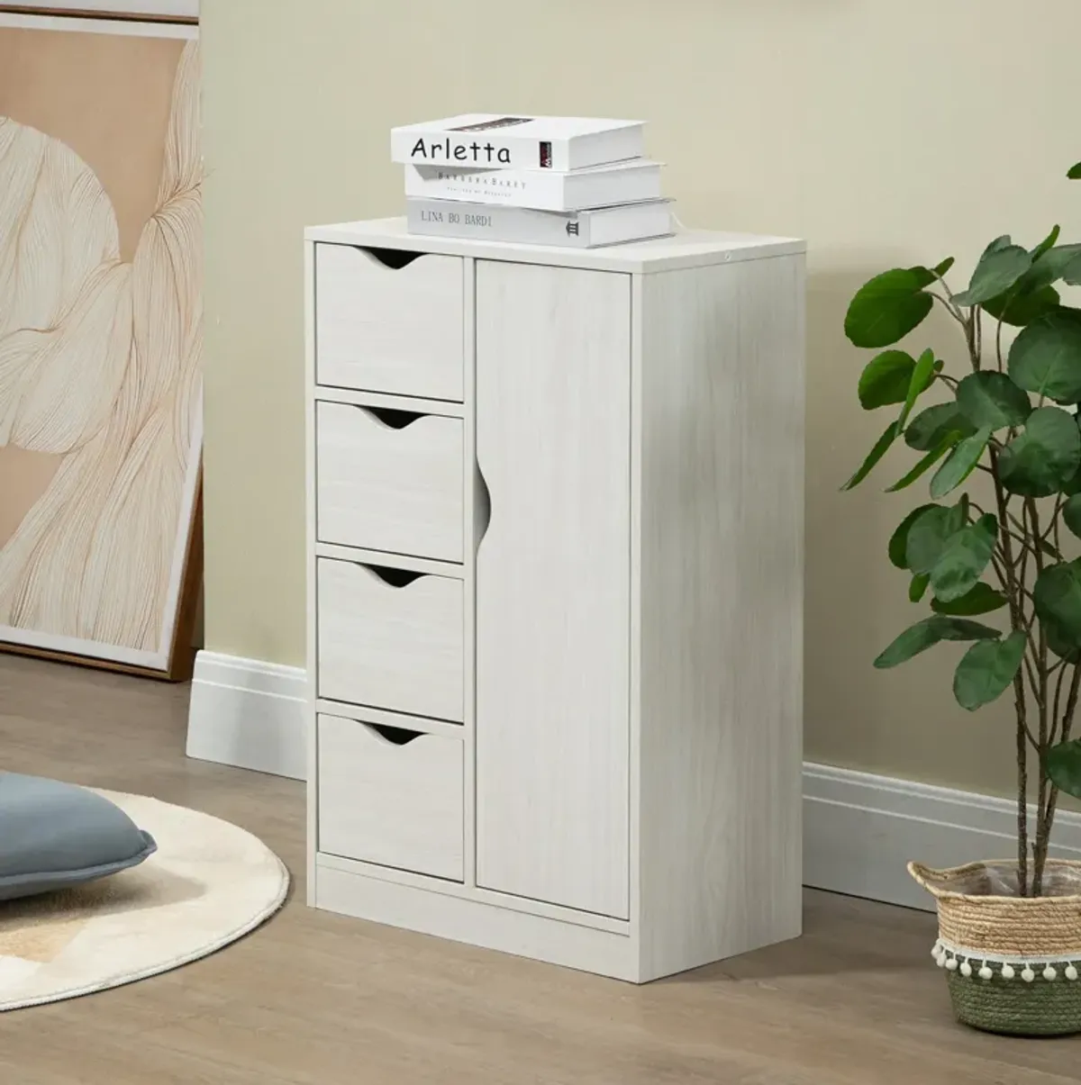 White Slim Organizer: Modern Storage Cabinet with 4 Drawers