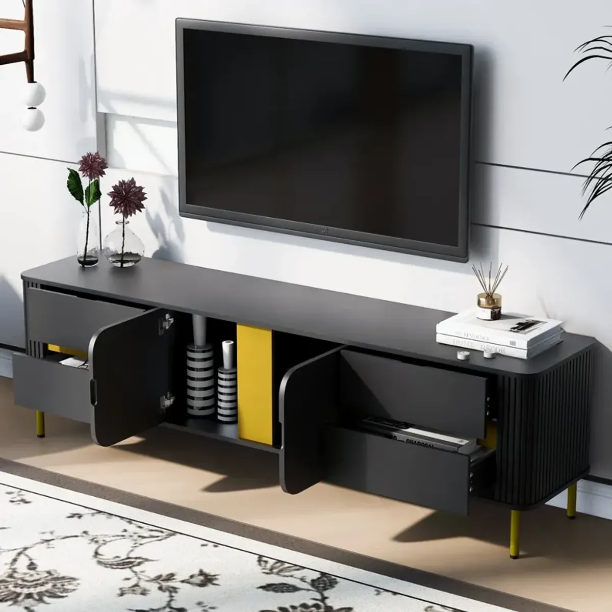 Merax Modern Console Table with 4 Drawers TV Stand