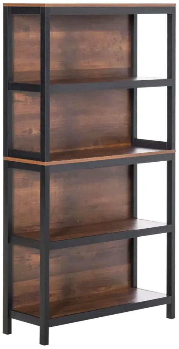 Walnut Bookshelf: 4-Tier Modern Design Storage Rack