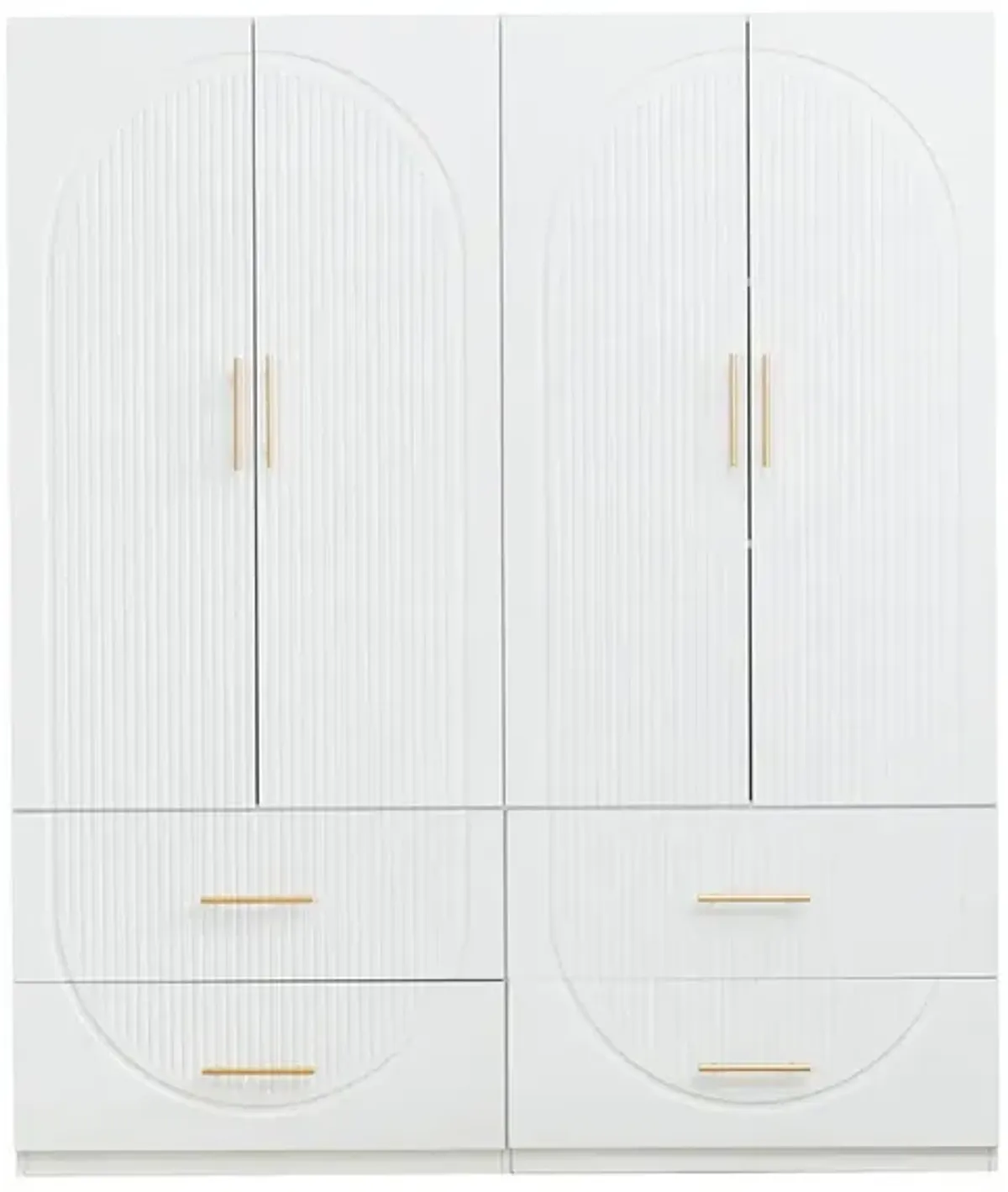 White Wood Wardrobe Armoire Closet, Modern Freestanding Bedroom Bathroom Organizer Storage Cabinet with Hanging Rod Shelves Drawers for Clothes Shoes