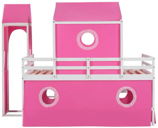 Twin Size Bunk Bed With Slide Tent And Tower