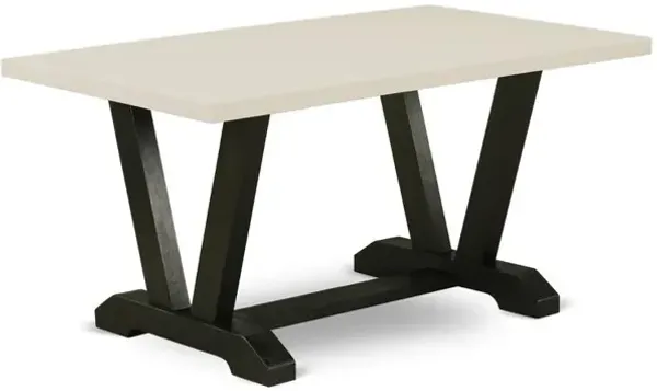 Dining Table Wire brushed Black & Linen White, VT626