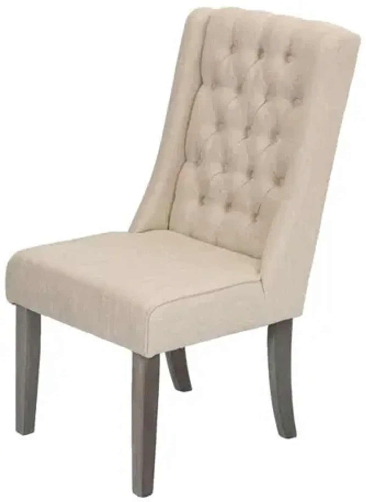 Upholstered Side Chairs with Tufted Buttons Beige - Set of 2