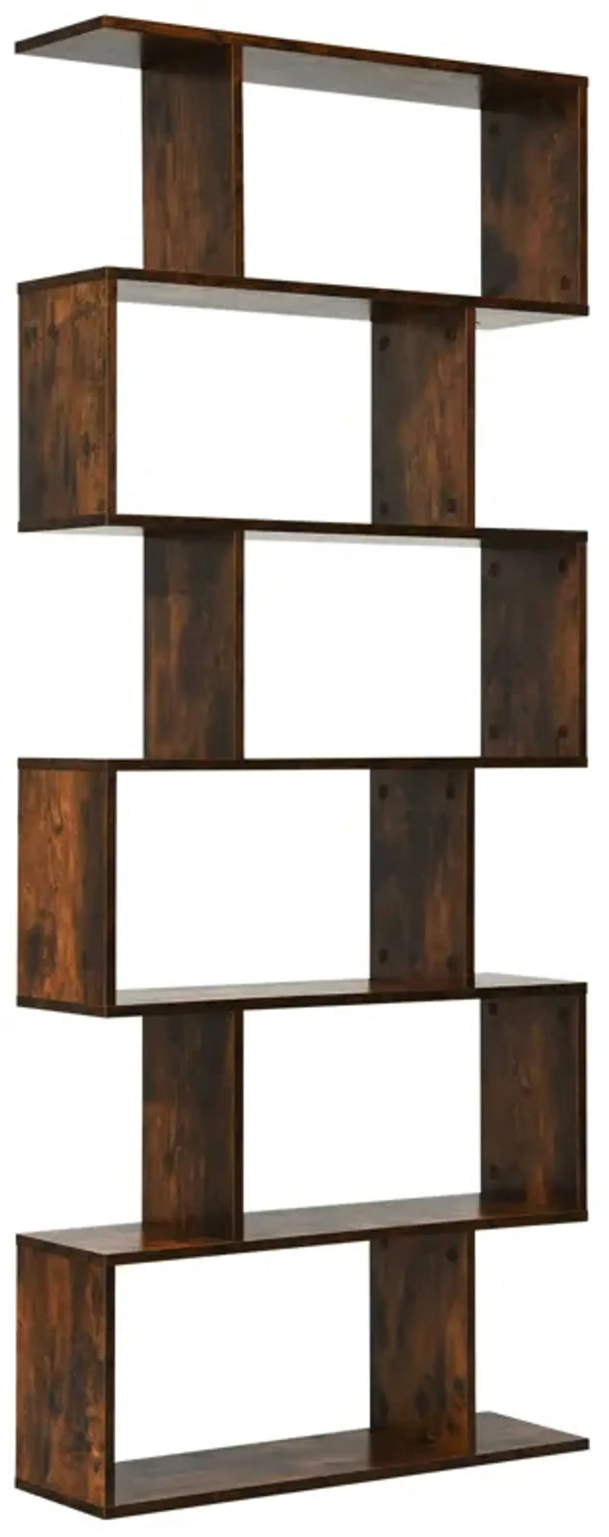 6 Tier S-Shaped Bookshelf Storage Display Bookcase Decor Z-Shelf