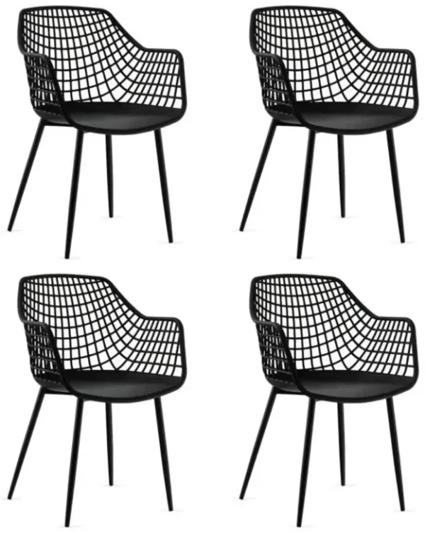 Hivvago Set of 4 Heavy Duty Modern Dining Chair with Airy Hollow Backrest