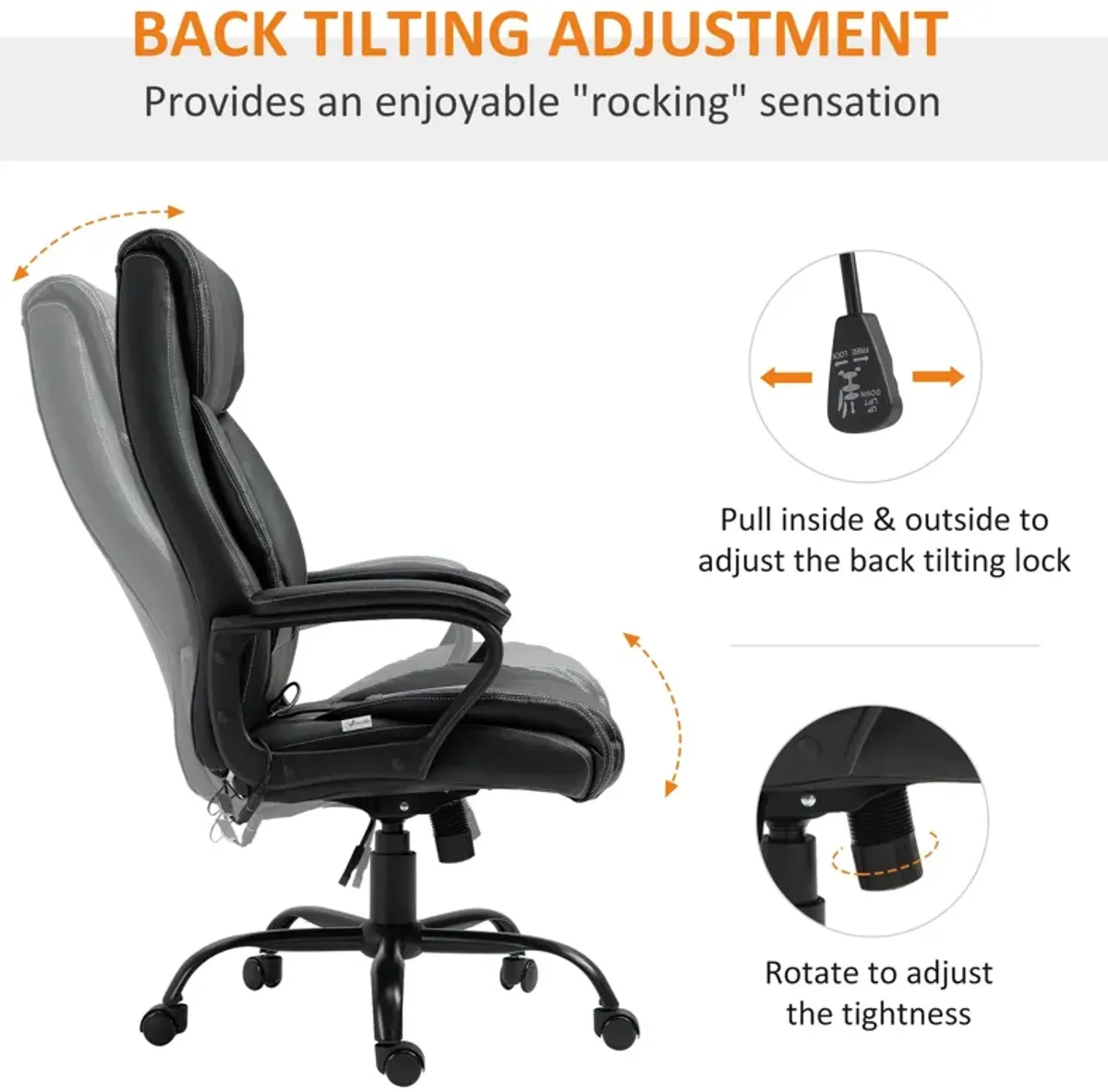 Black Office Comfort: Massage Executive Chair with 6-Point Vibration