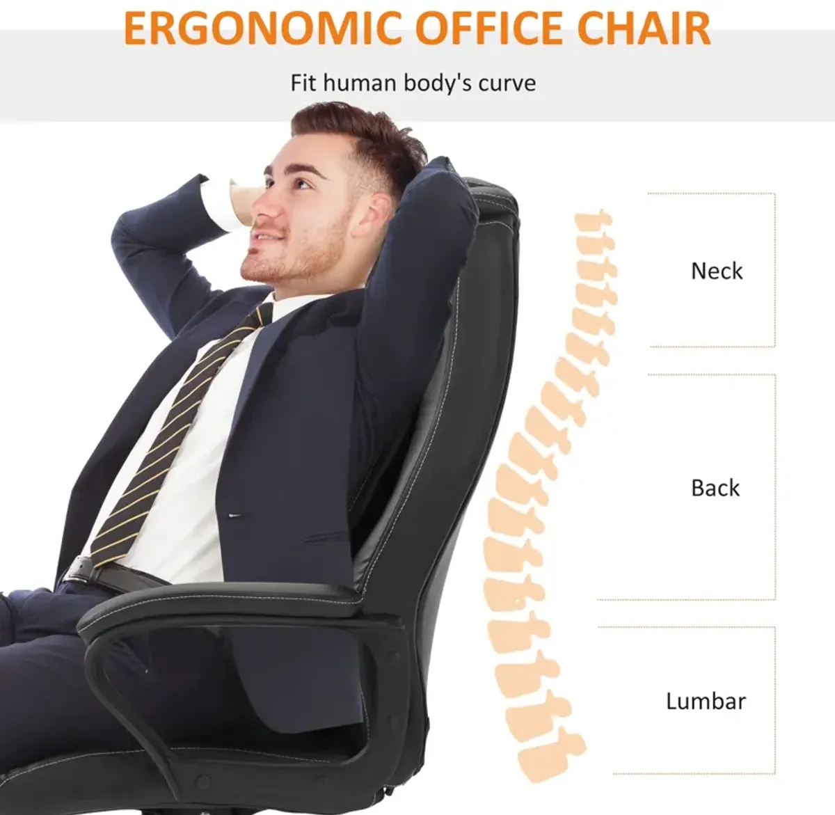 Black Office Comfort: Massage Executive Chair with 6-Point Vibration