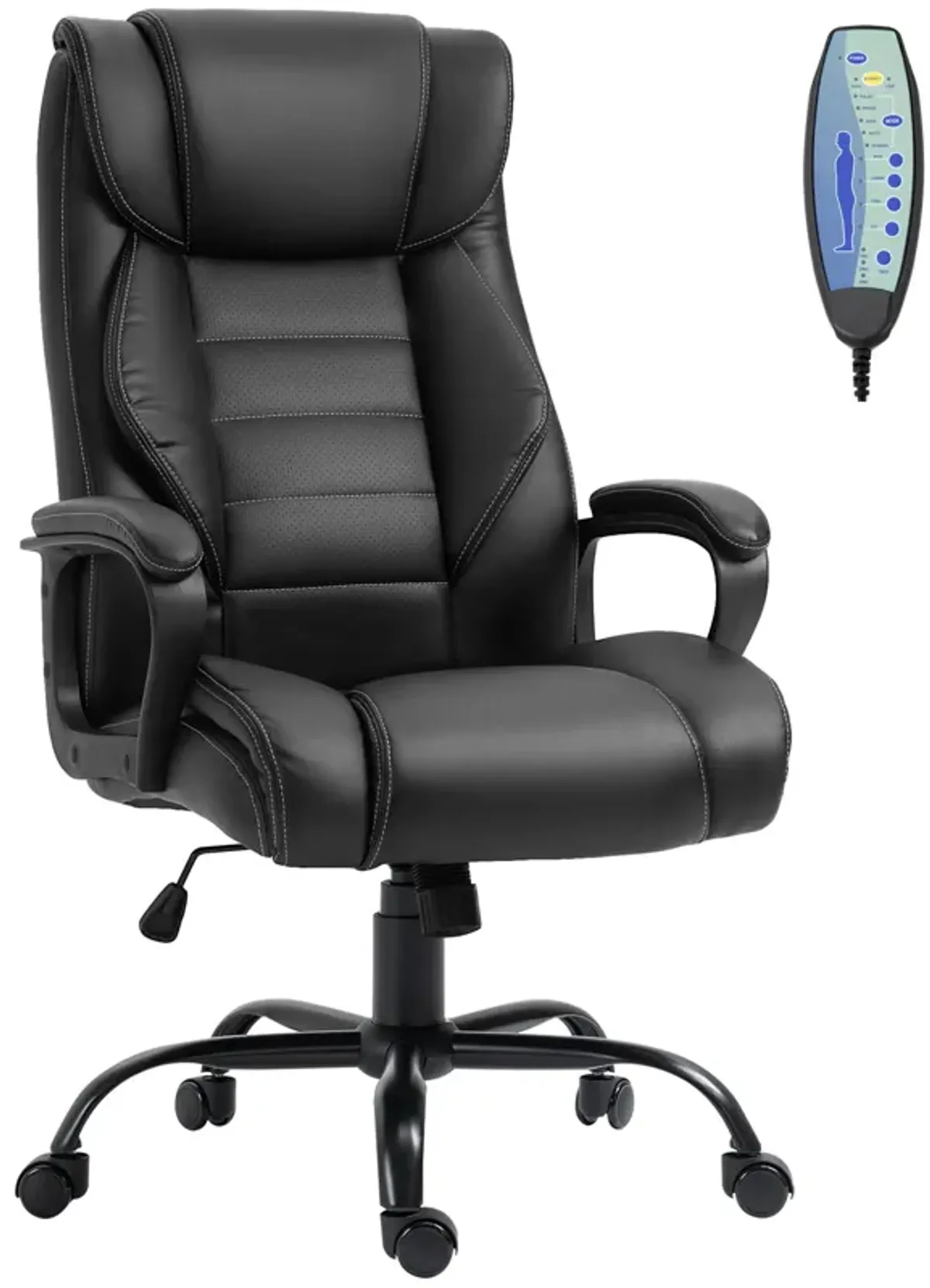 Black Office Comfort: Massage Executive Chair with 6-Point Vibration