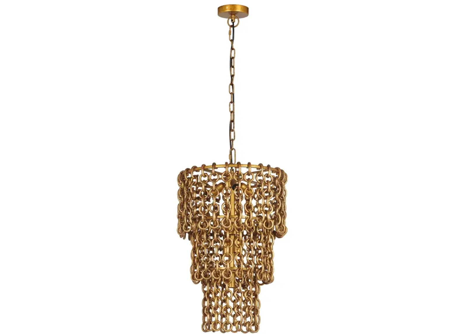 Nirsa Brass Chain Link 3-Tier Chandelier