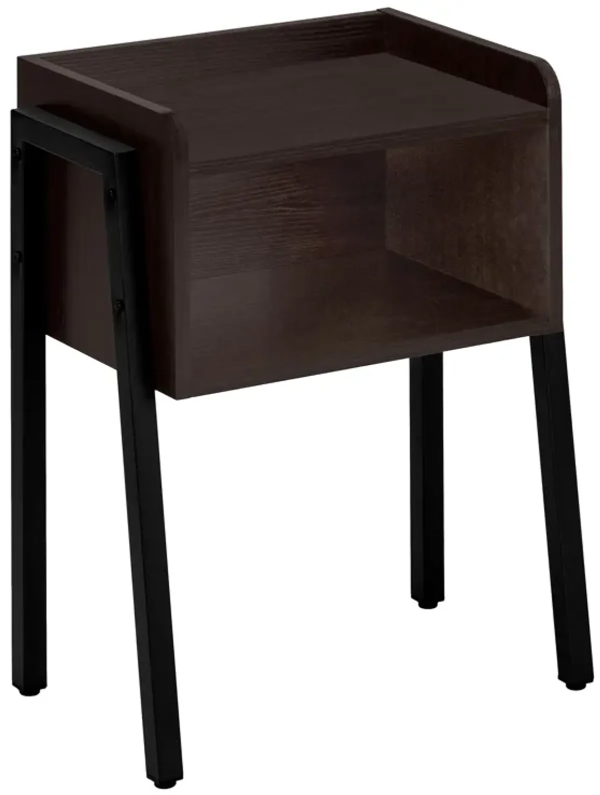 Monarch Specialties I 3593 Accent Table, Side, End, Nightstand, Lamp, Living Room, Bedroom, Metal, Laminate, Brown, Black, Contemporary, Modern