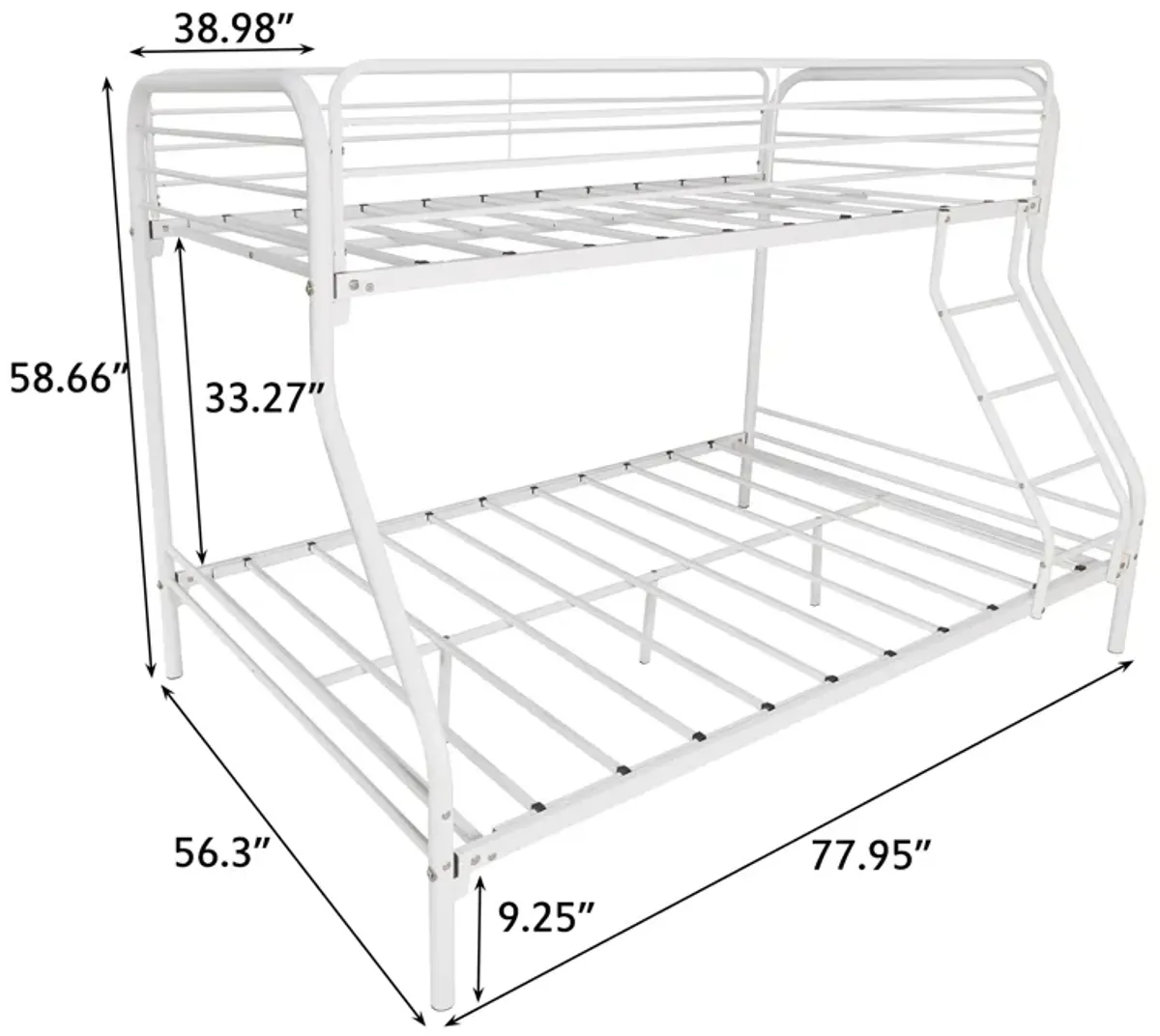 White Metal Twin Over Full Bunk Bed