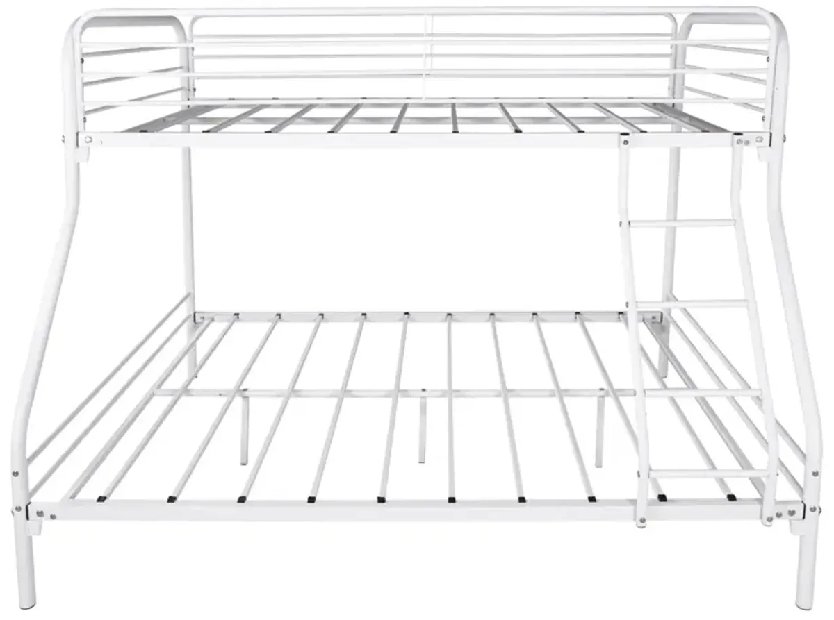 White Metal Twin Over Full Bunk Bed