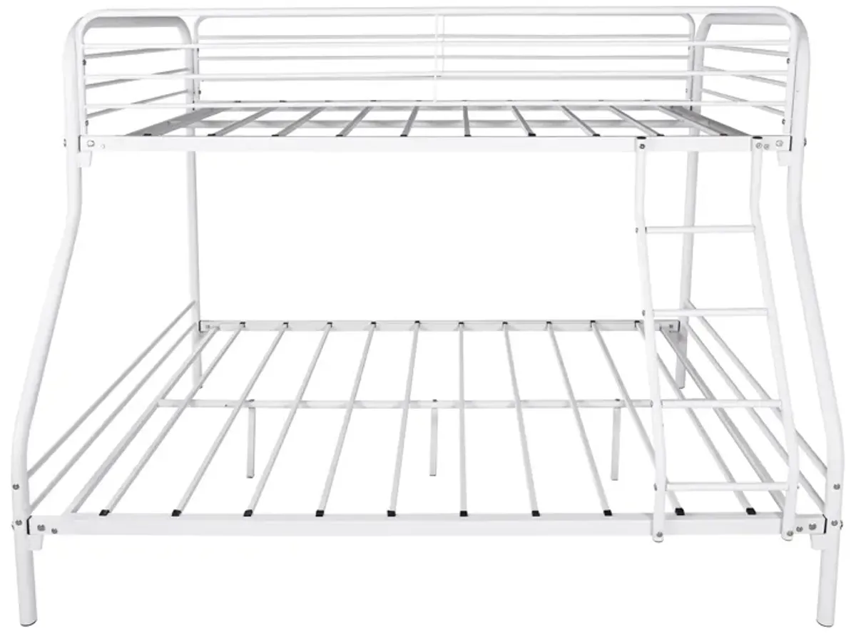 White Metal Twin Over Full Bunk Bed