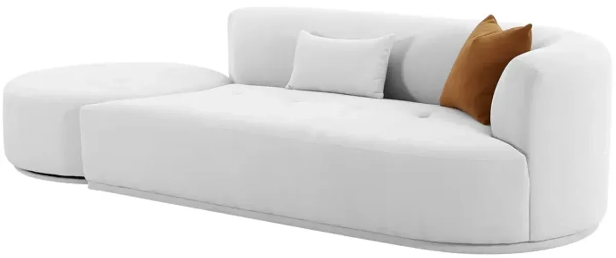 Fickle Grey Velvet 2-Piece Chaise Modular RAF Sofa