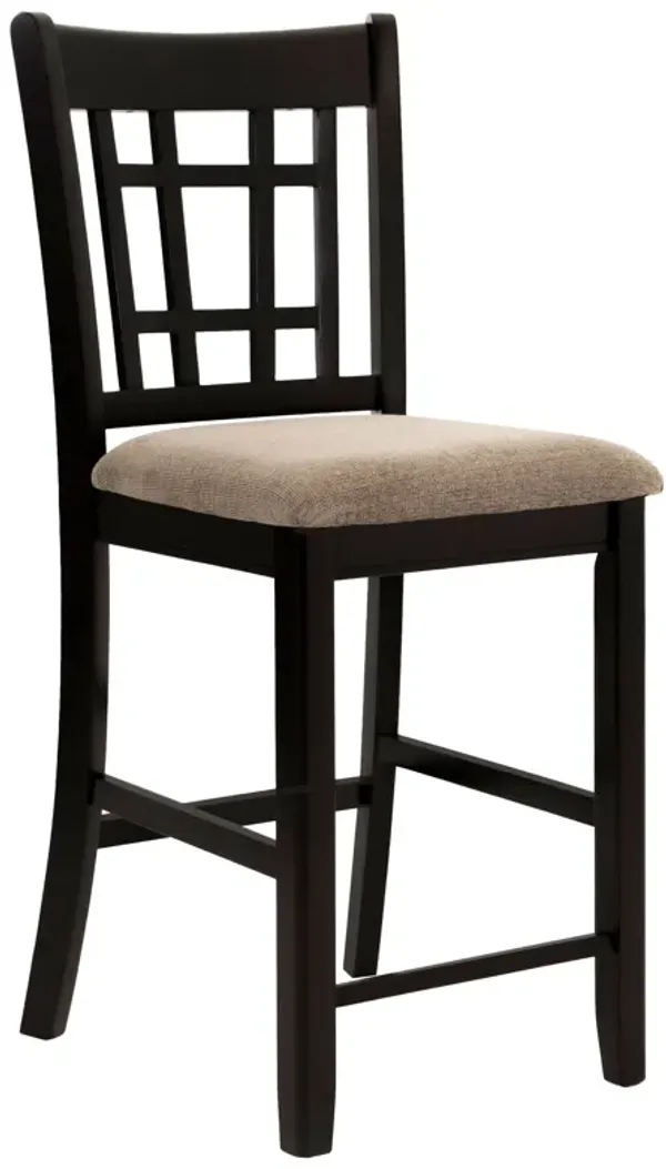 Contemporary Armless Counter Height Chair, Espresso Brown & beige , Set of 2-Benzara