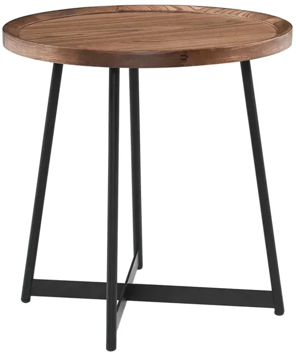 Vintage-Inspired Round Side Table – Solid Wood American Accent