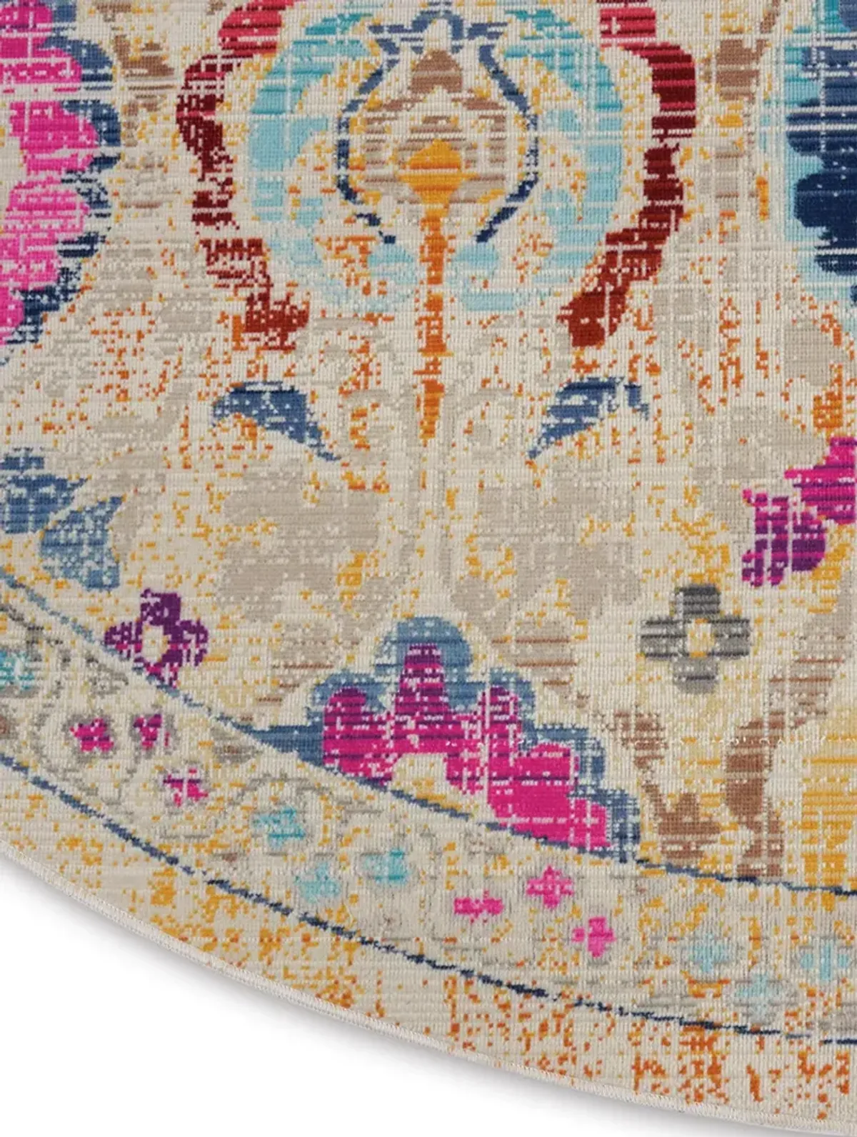 Vintage Kashan VKA04 Ivory/Multicolor 6' x Round Rug