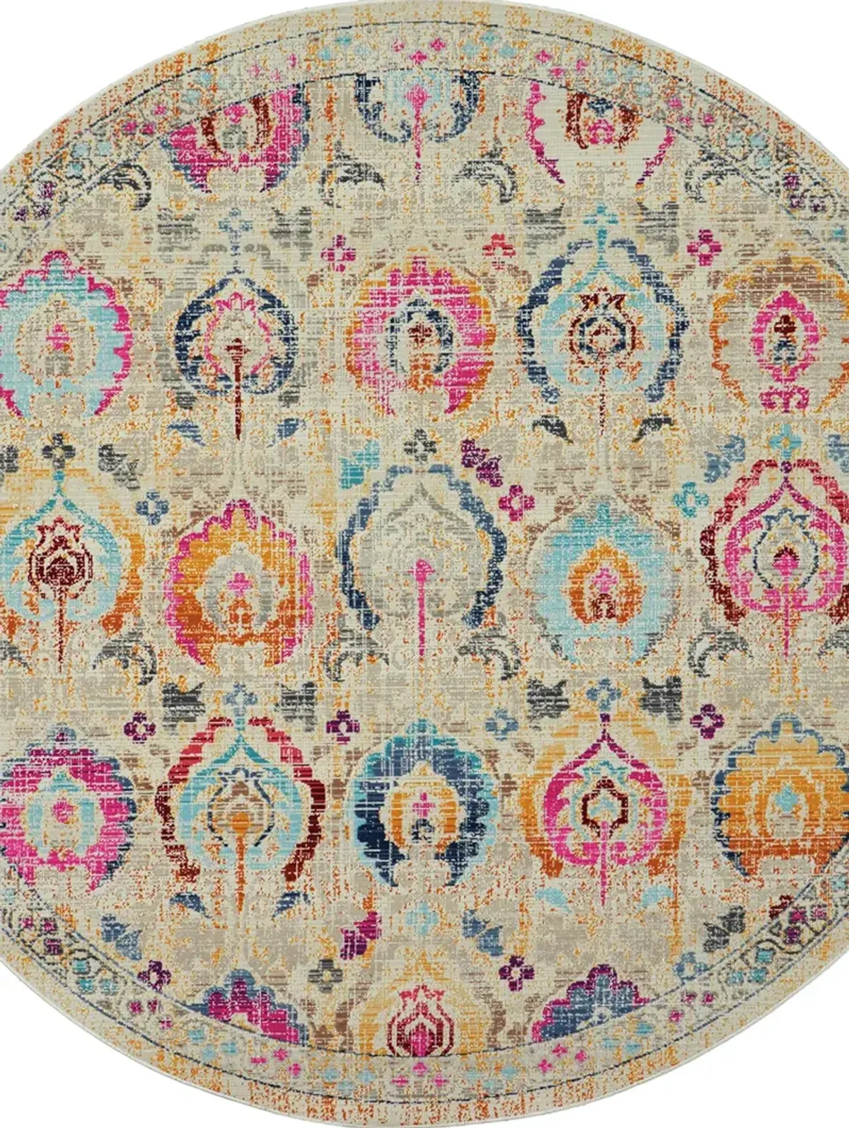 Vintage Kashan VKA04 Ivory/Multicolor 6' x Round Rug