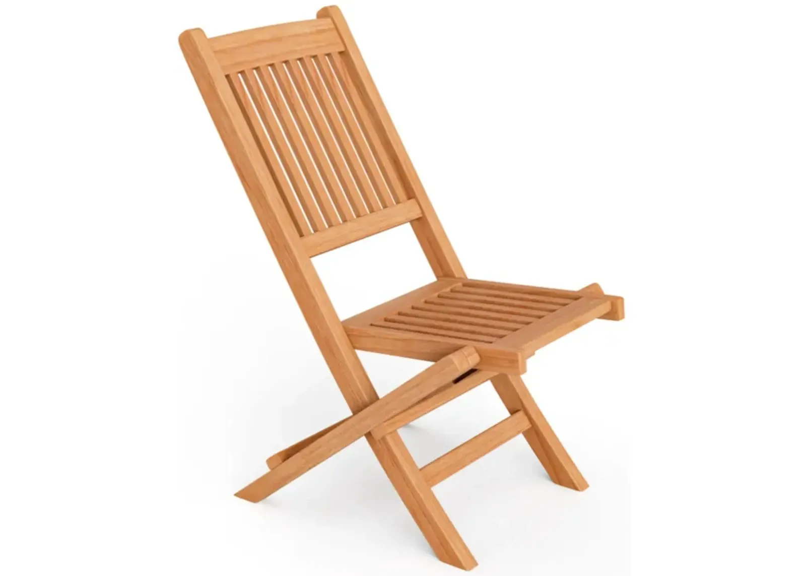 Hivvago Teak Wood Patio Folding Dining Chair with Slatted Seat