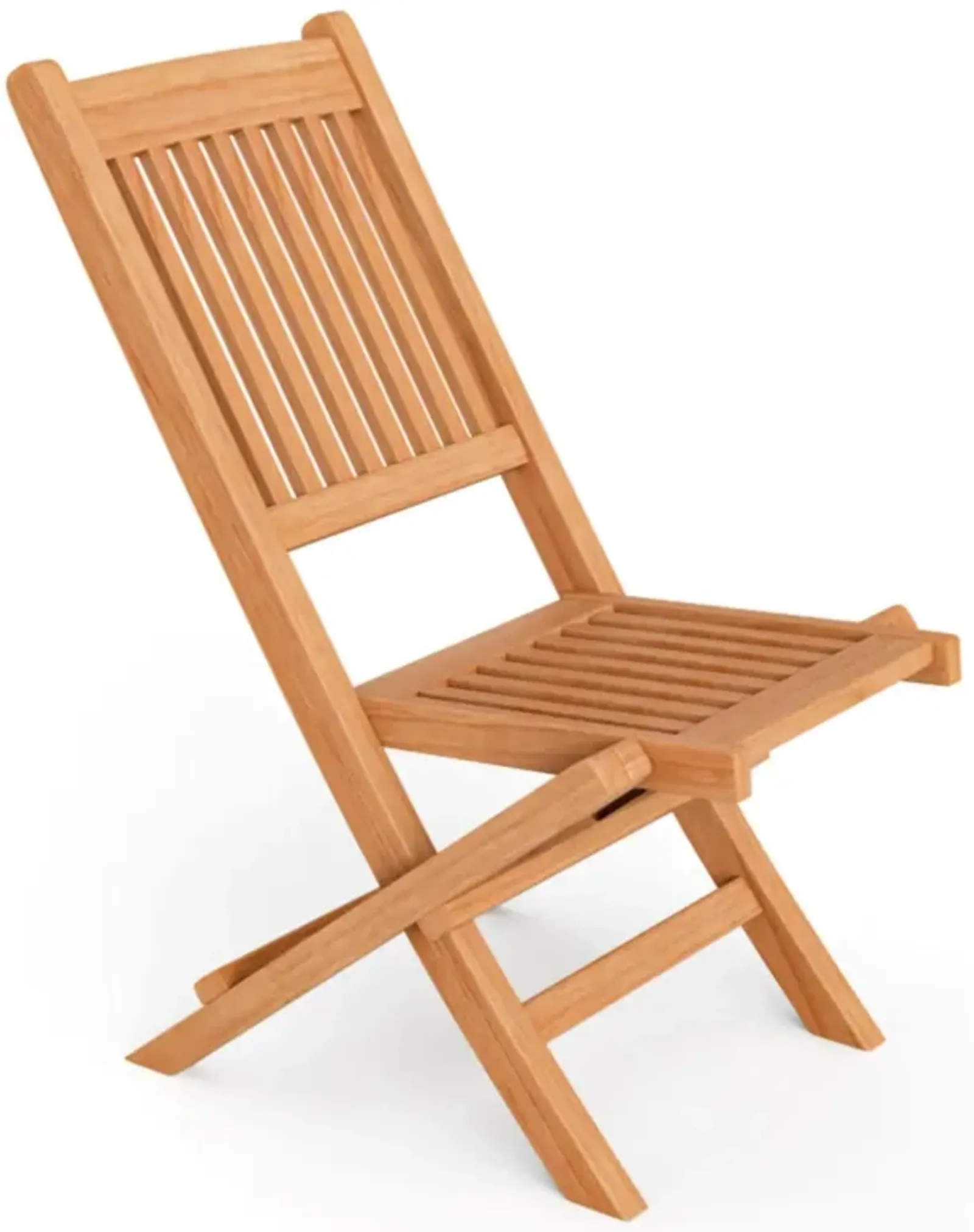 Hivvago Teak Wood Patio Folding Dining Chair with Slatted Seat