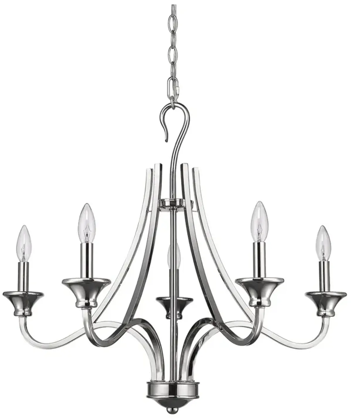 Hivvago Nickel Candle Style Five Light Metal Dimmable Chandelier