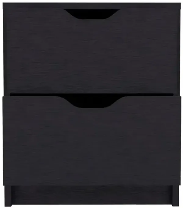 DEPOT E-SHOP Houma Double Drawer Nightstand, Bedside Table, Black
