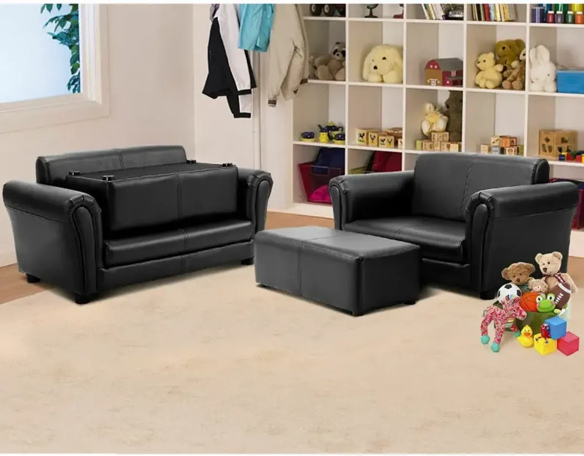 Soft Kids Double Sofa with Ottoman