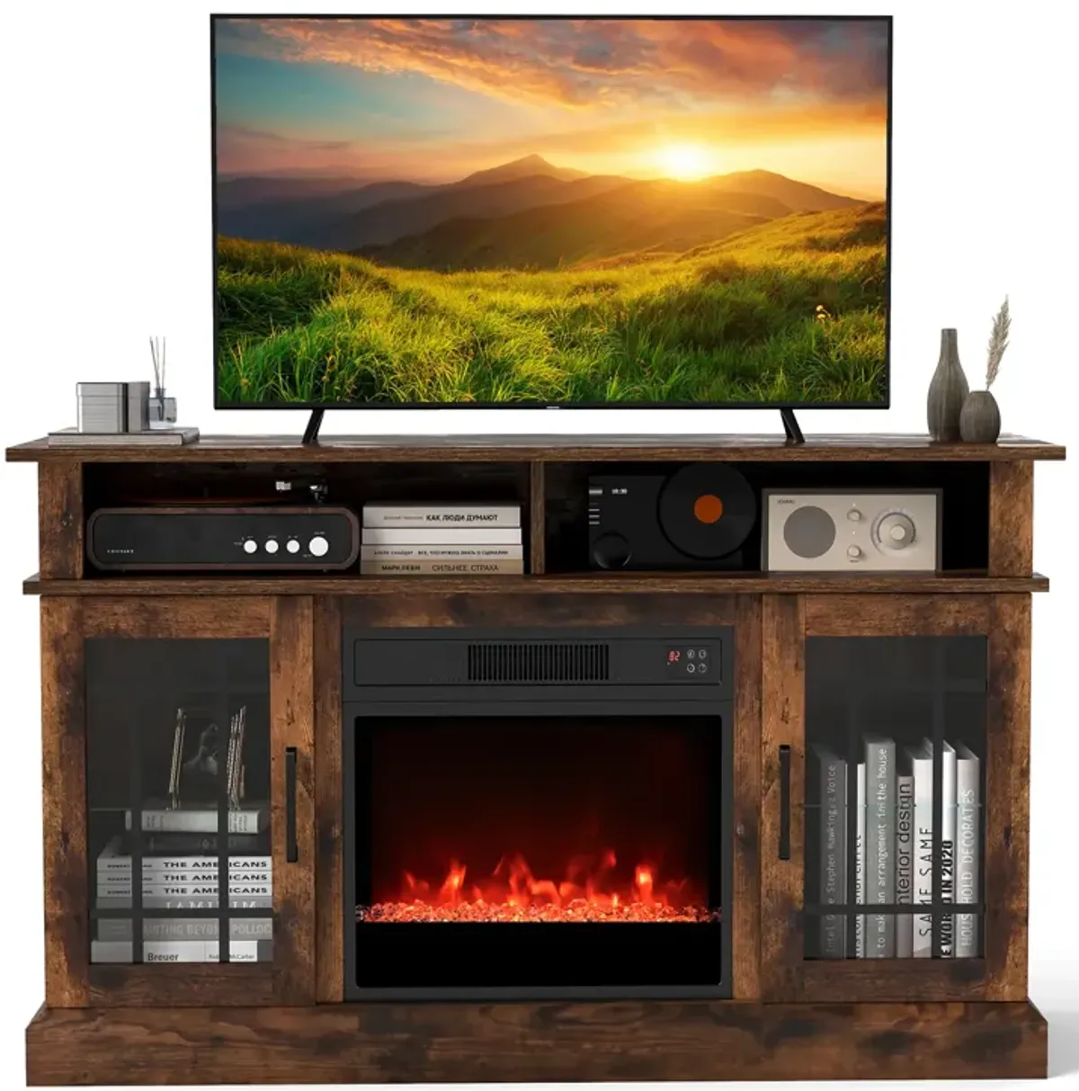 Fireplace TV Console with Remote & LED Mood Lighting – Media Cabinet for TVs Up to [40 inches]"