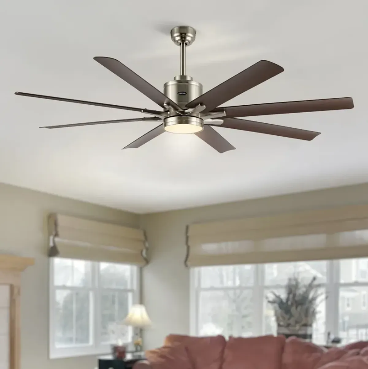 Octo Contemporary Industrial Iron/Plastic Ceiling Fan with Integrated LED Light