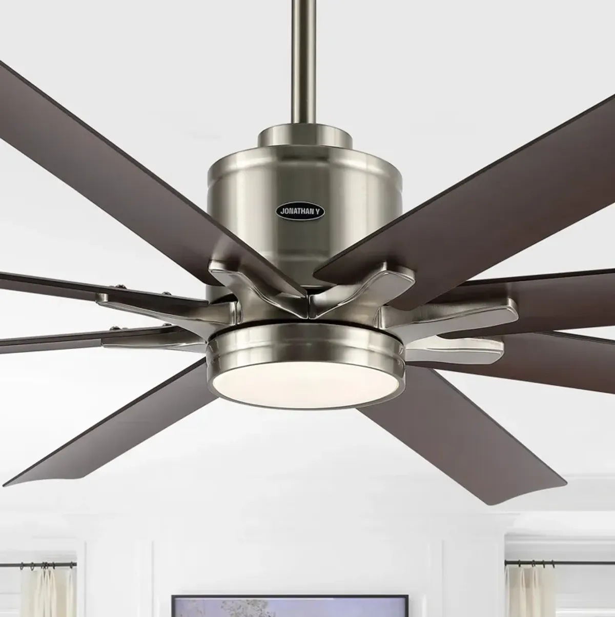 Octo Contemporary Industrial Iron/Plastic Ceiling Fan with Integrated LED Light