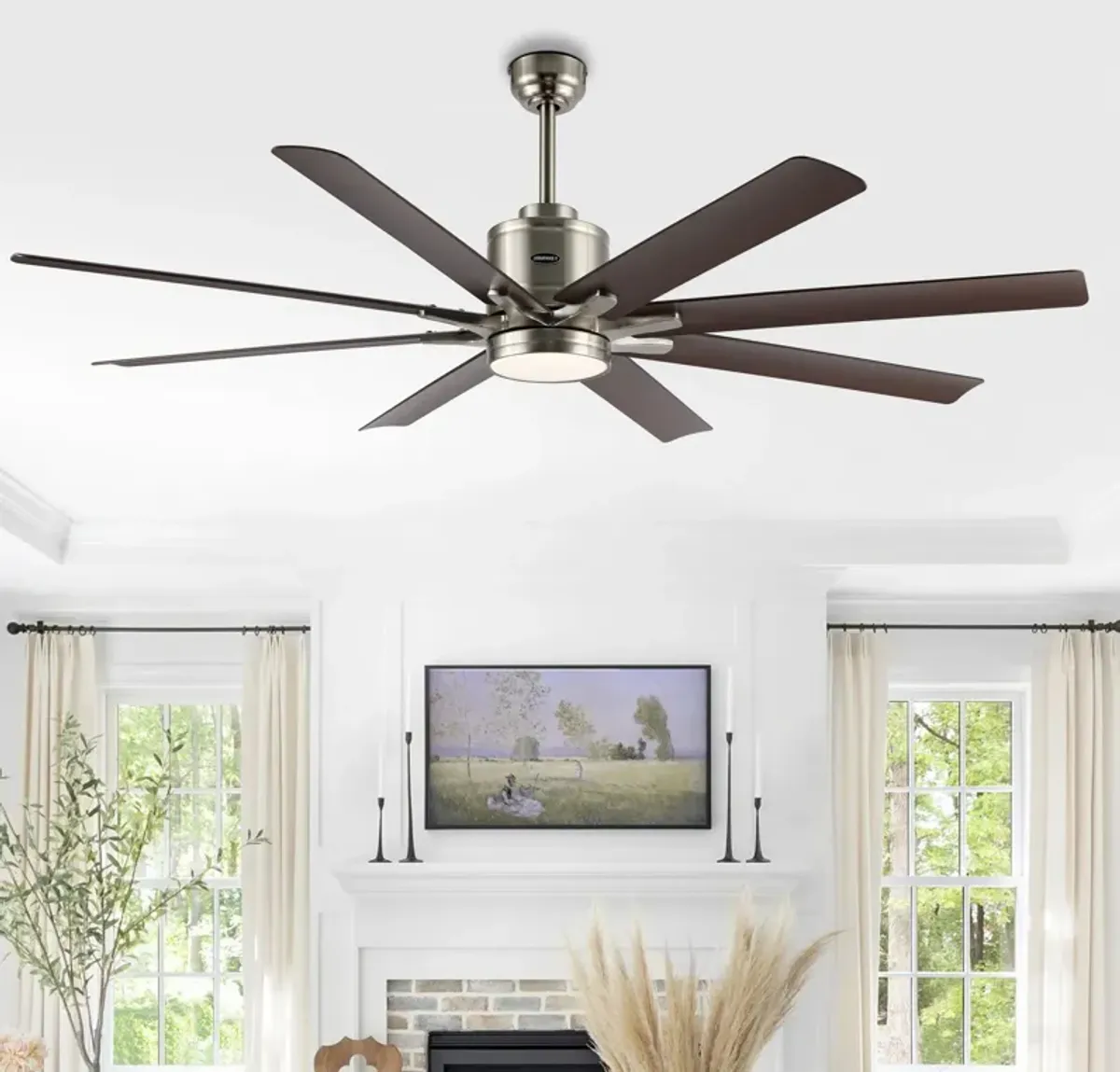 Octo Contemporary Industrial Iron/Plastic Ceiling Fan with Integrated LED Light