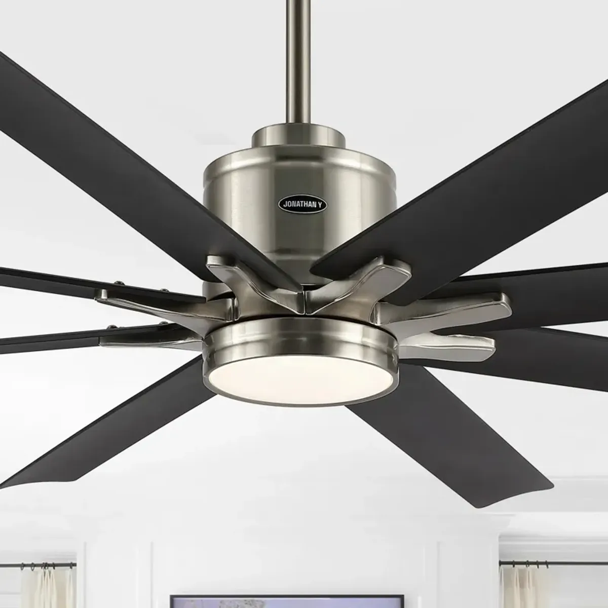 Octo Contemporary Industrial Iron/Plastic Ceiling Fan with Integrated LED Light