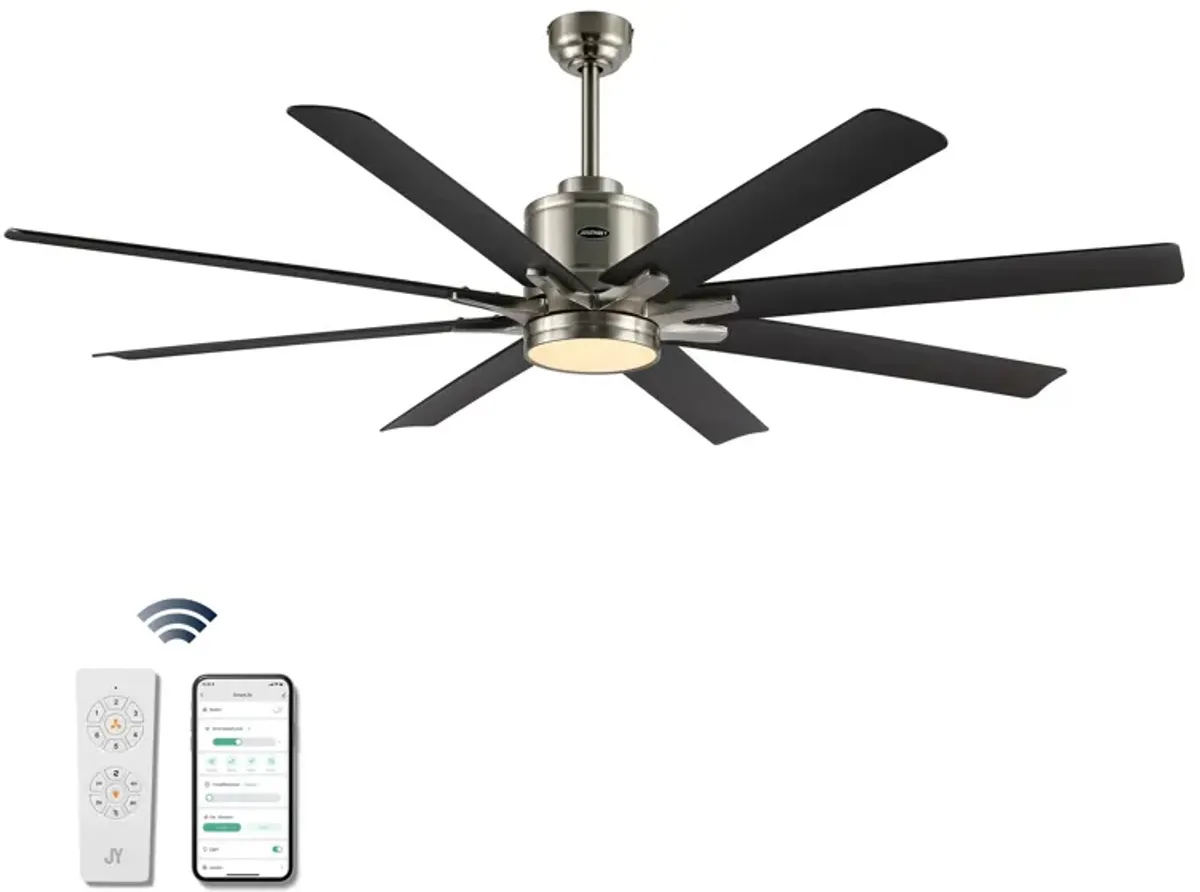 Octo Contemporary Industrial Iron/Plastic Ceiling Fan with Integrated LED Light