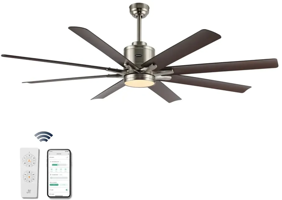 Octo Contemporary Industrial Iron/Plastic Ceiling Fan with Integrated LED Light