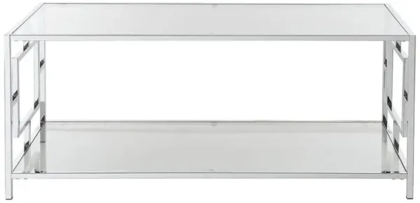 Convience Concept, Inc. Town Square Chrome Coffee Table with Shelf Glass/Chrome