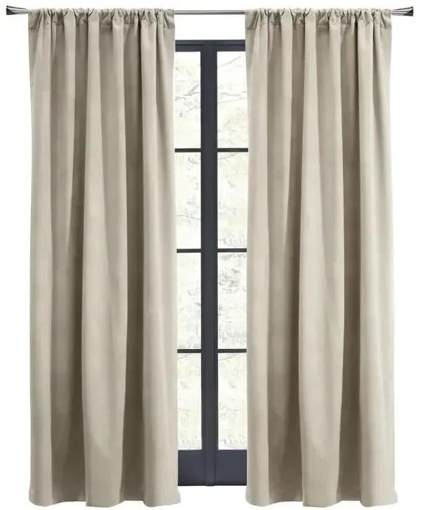 Thermalogic Seren Classic Velvet Room Darkening Dual Header Energy Efficient Curtain Panel Oyster
