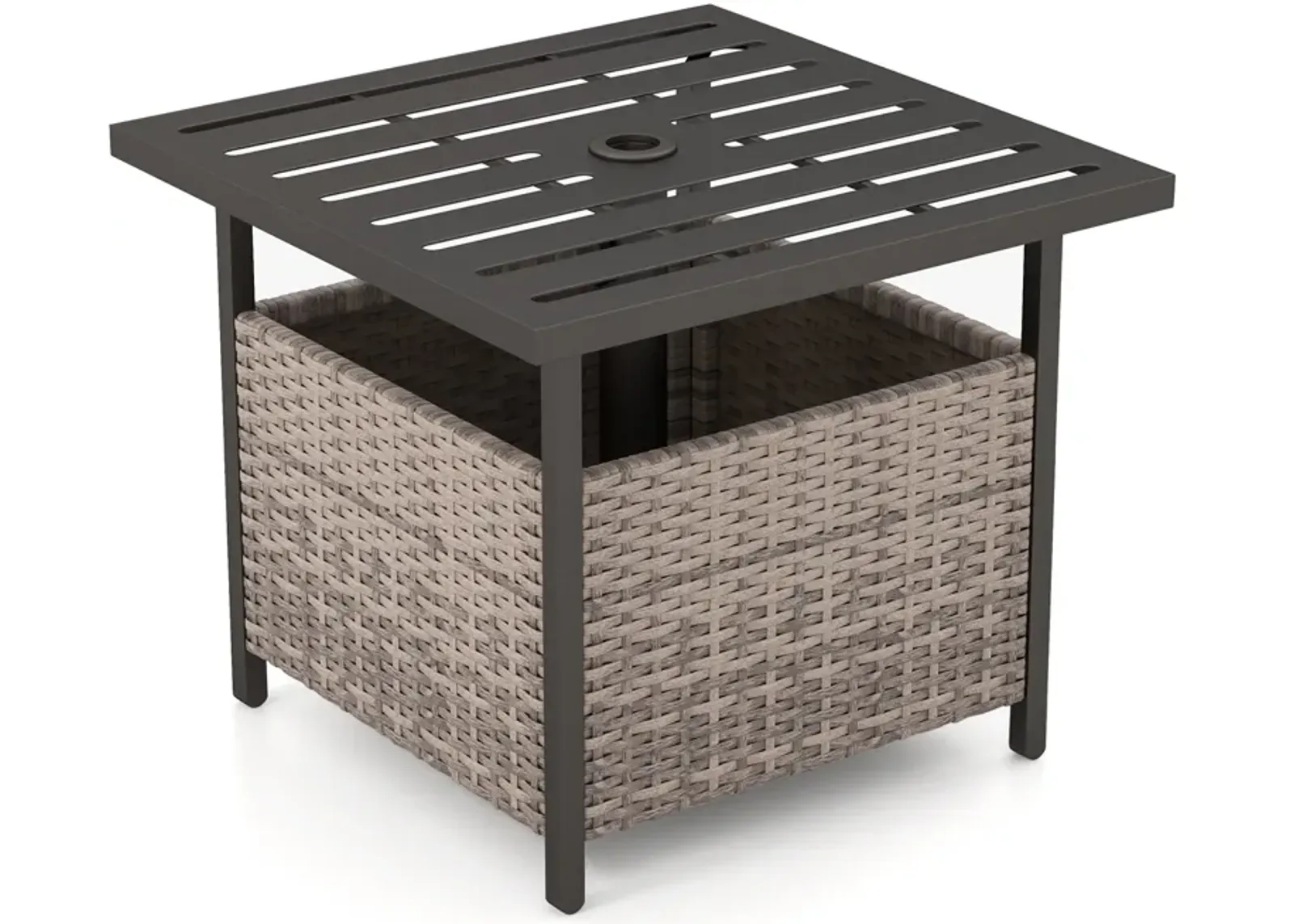 Outdoor Patio Rattan Wicker Steel Side Deck Table