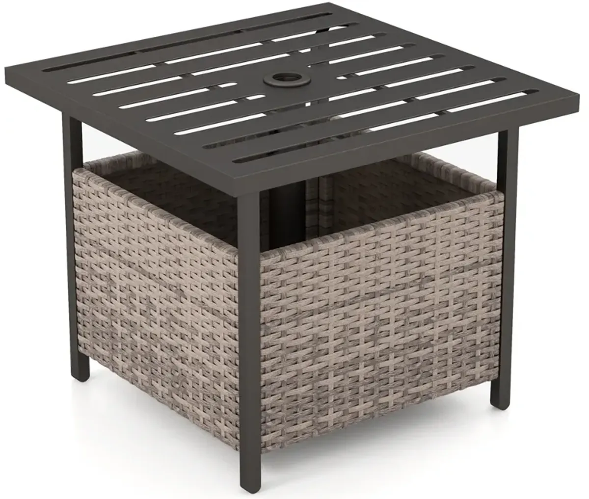 Outdoor Patio Rattan Wicker Steel Side Deck Table