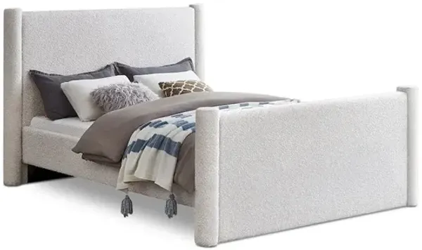 Meridian Furniture Elias Cream Boucle Fabric King Bed