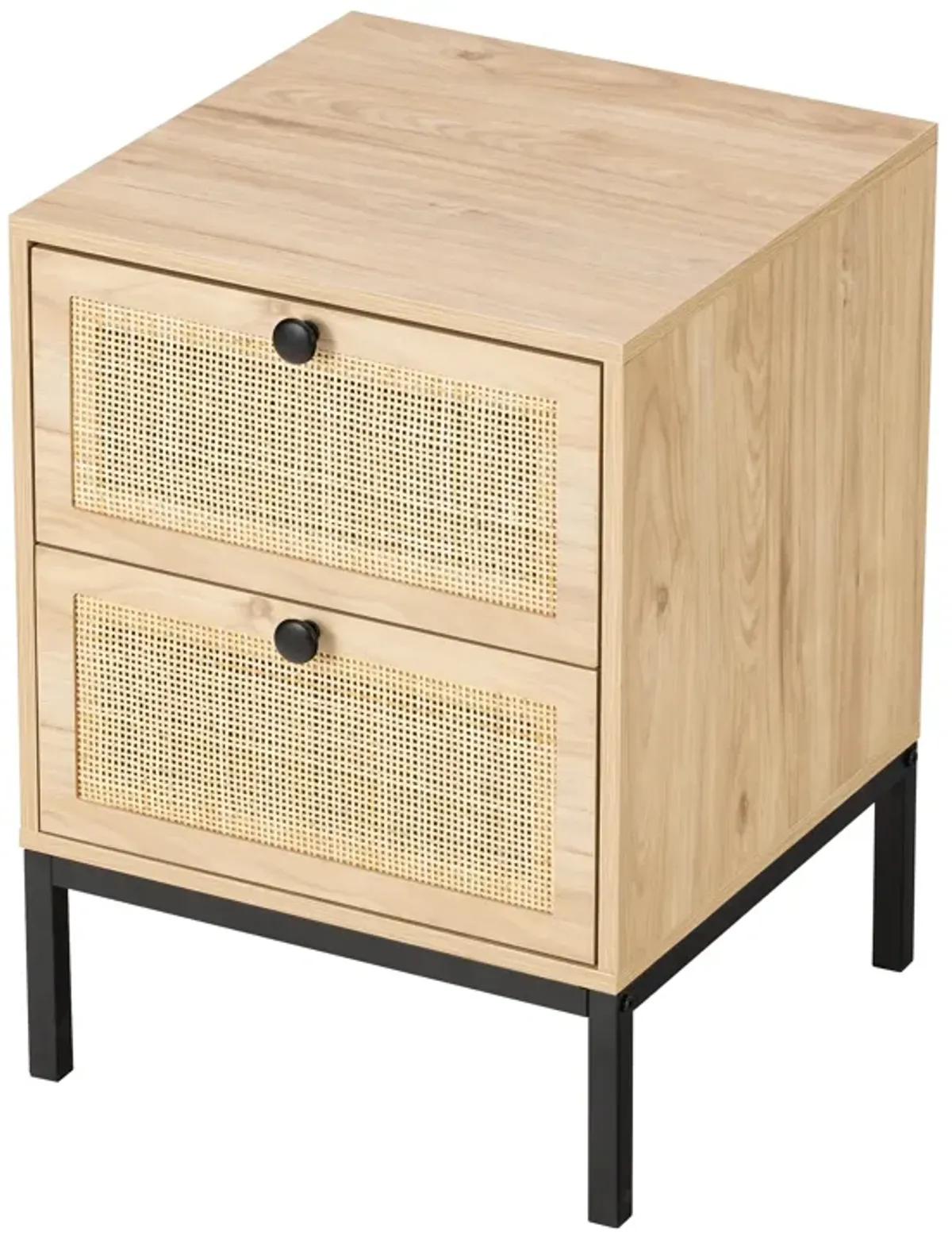 Streamdale Set of 2 rectangle Rattan Bedside Table Nightstand with Drawer 2
