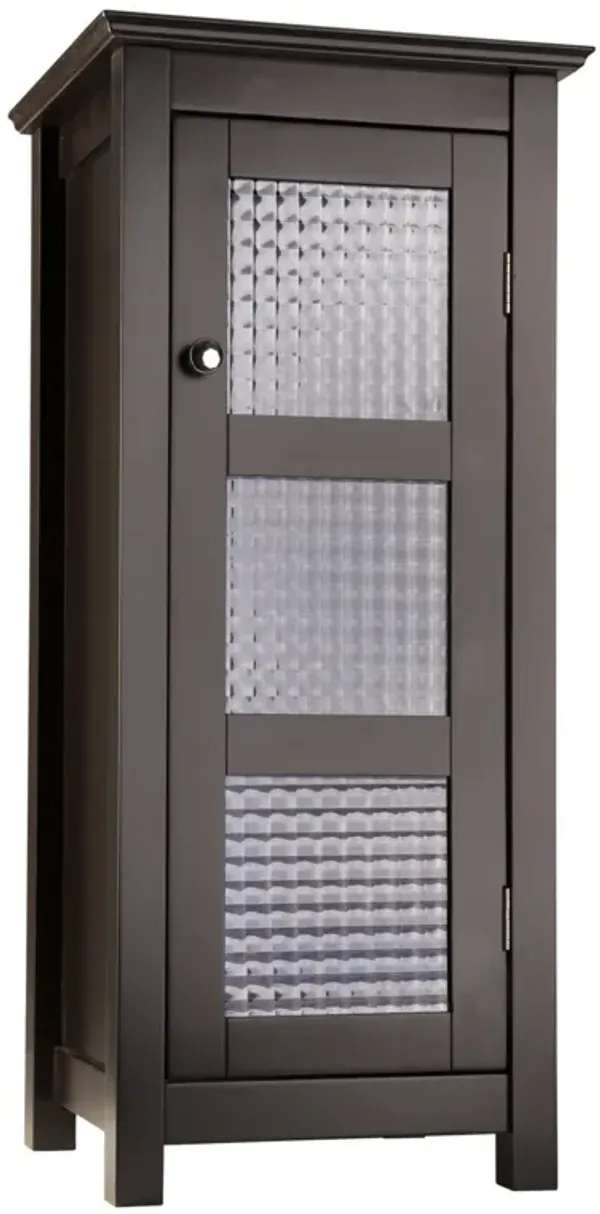 Teamson Home Chesterfield Wooden Floor Cabinet with Waffle Glass Door, Espresso