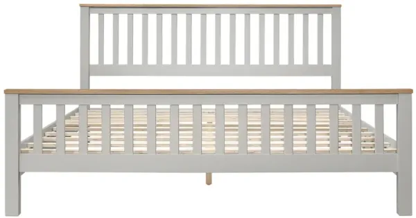 Country Solid Platform Bed With Oak Top, King